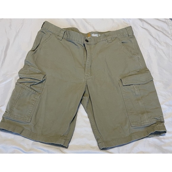 Carhartt Men's Tan‎ Rugged Relaxed Fit Canvas Shorts Size 38 Back Pockets - Picture 1 of 15